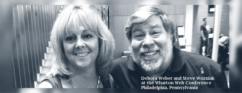 Debora Weber and Steve Wozniak at the Wharton Web Conference